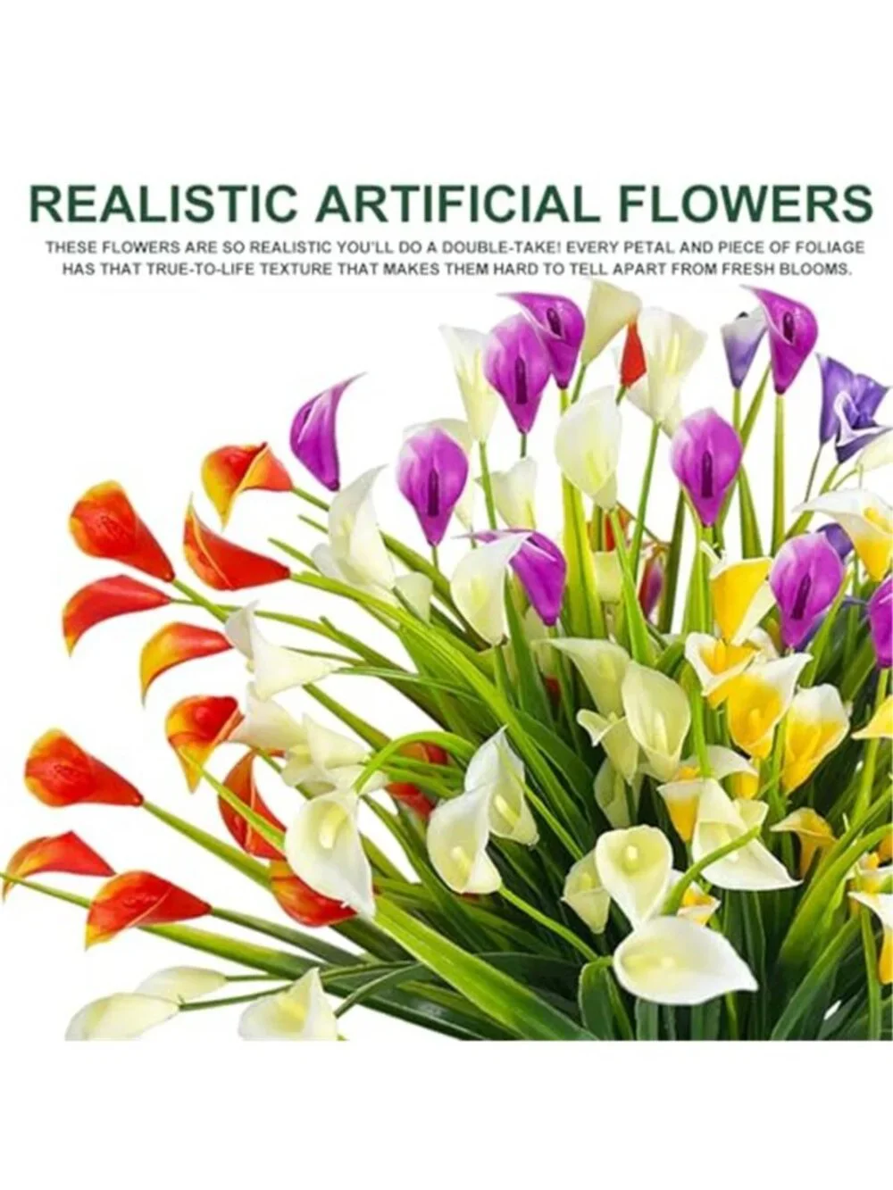 Artificial Calla Lily Flowers UV Resistant Faux Outdoor Plants 20 Bundles